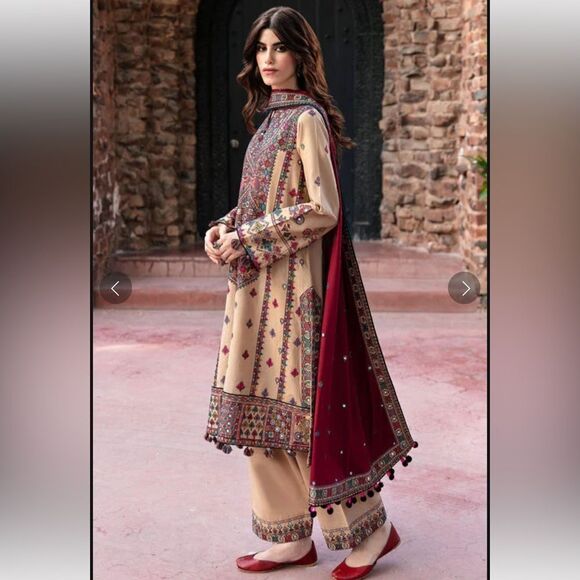 JAZMIN PAKISTANI DESIGNER EMBROIDERED SLUB KHADDAR - Picture 1 of 16